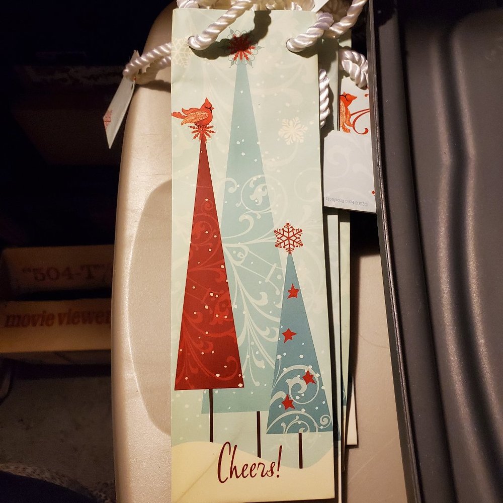 Epic Products Mini Gift Bags - Blue Trees "Cheers", Set of 7 New with Tag